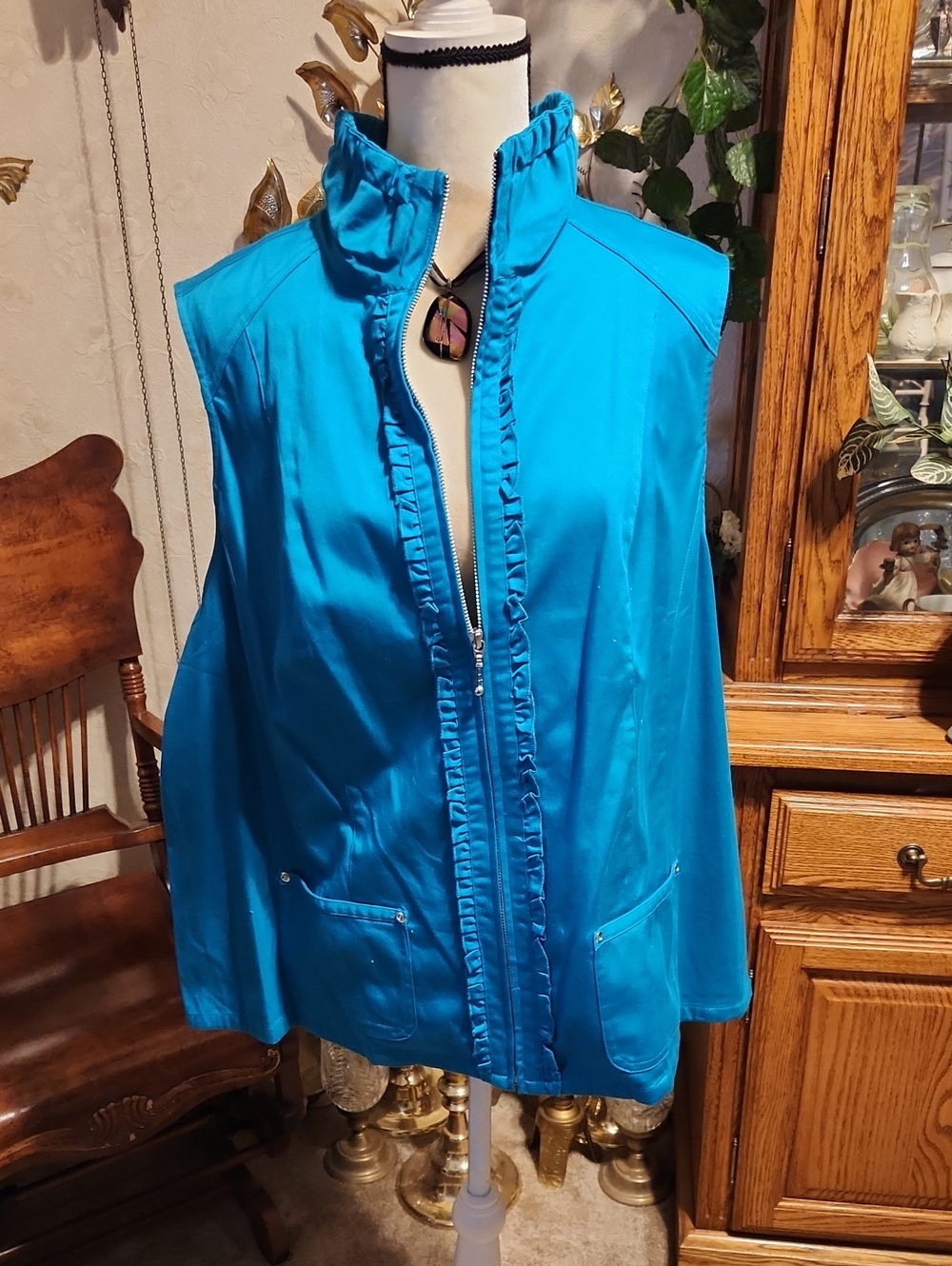 CJ Banks Teal Zip-Front Vest